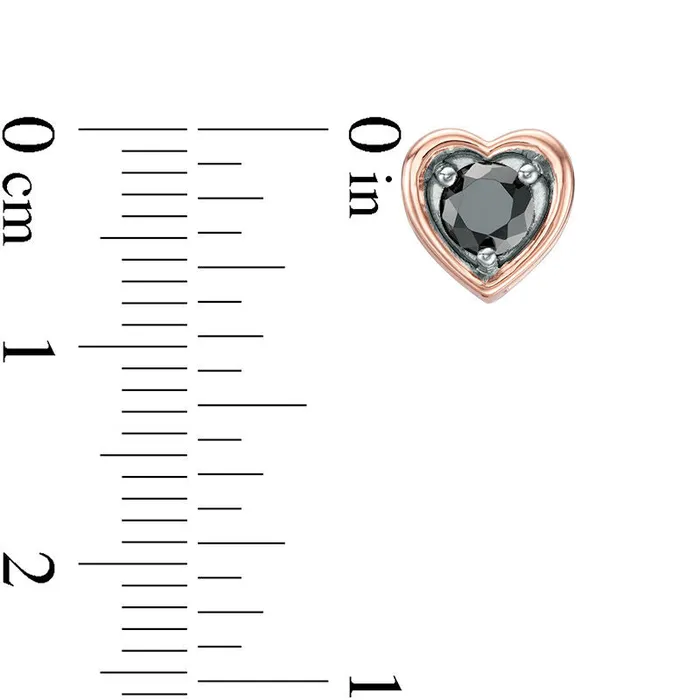 Goldia Earrings 063 CT TW Enhanced Black Diamond Solitaire Heart Stud Earrings in 10K Rose Gold Goldia Earrings 063 CT TW Enhanced Black Diamond Solitaire Heart Stud Earrings in 10K Rose Gold