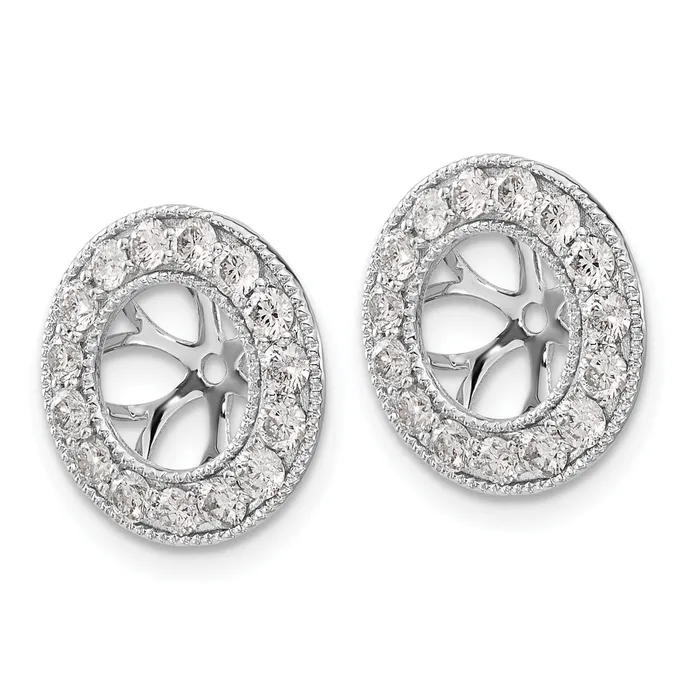 Goldia Earrings 14k White Gold 1 Ct Lab Grown Diamond VSSI G with 7 mm Earring Jacket