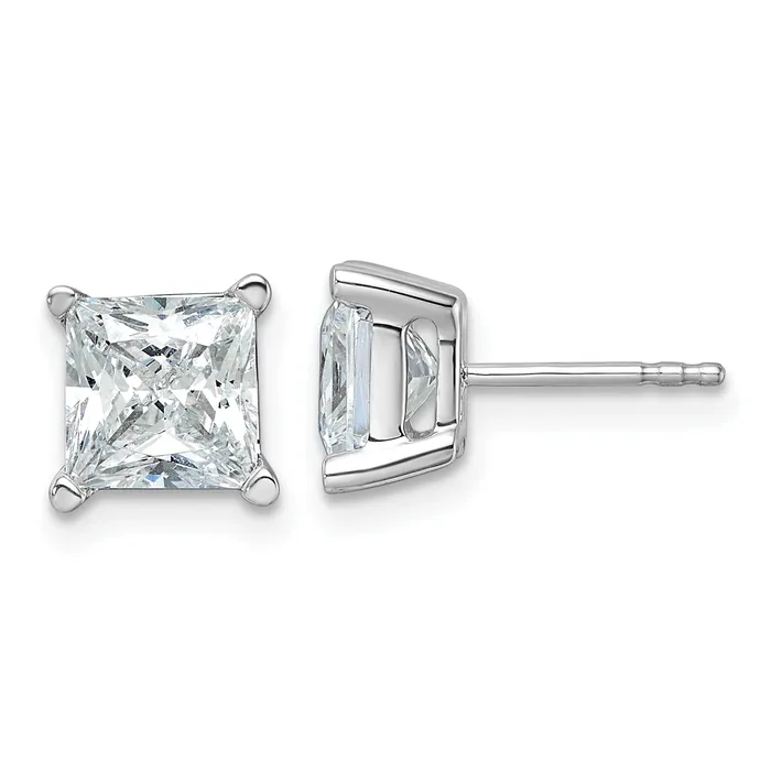 Goldia Earrings 14k White Gold 4 ctw Certified Lab Grown Diamond VSSI G Princess 4 Prong Heavy Wt Stud Earrings Goldia Earrings 14k White Gold 4 ctw Certified Lab Grown Diamond VSSI G Princess 4 Prong Heavy Wt Stud Earrings