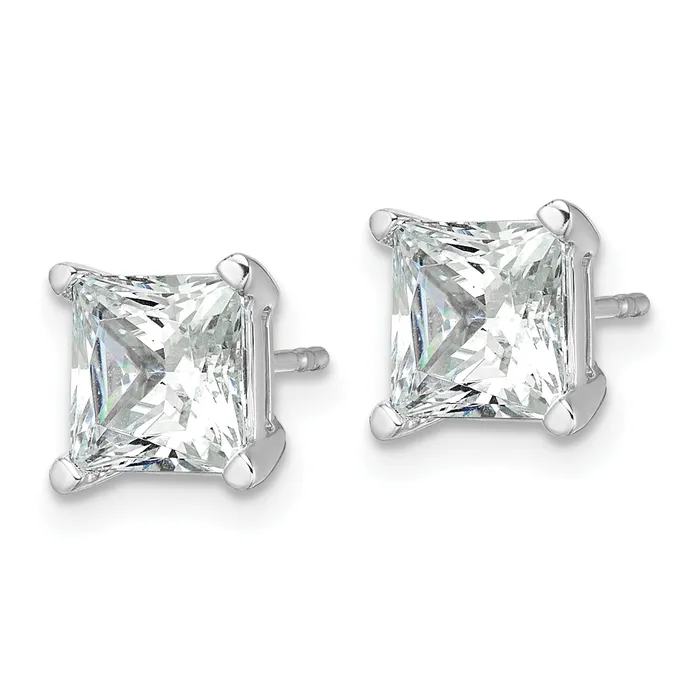Goldia Earrings 14k White Gold 4 ctw Certified Lab Grown Diamond VSSI G Princess 4 Prong Heavy Wt Stud Earrings