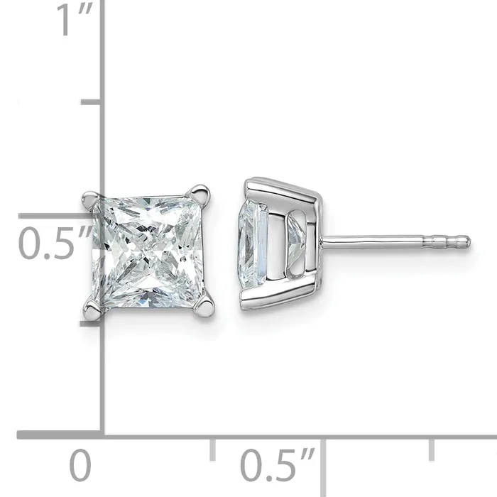 Goldia Earrings 14k White Gold 4 ctw Certified Lab Grown Diamond VSSI G Princess 4 Prong Heavy Wt Stud Earrings