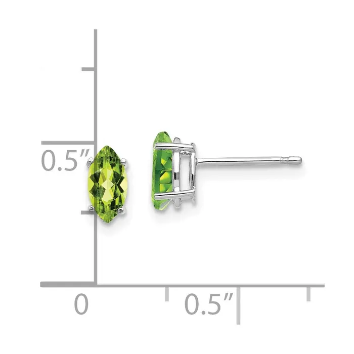 Goldia Earrings 14k White Gold 7x35mm Peridot Marquise Stud Earring