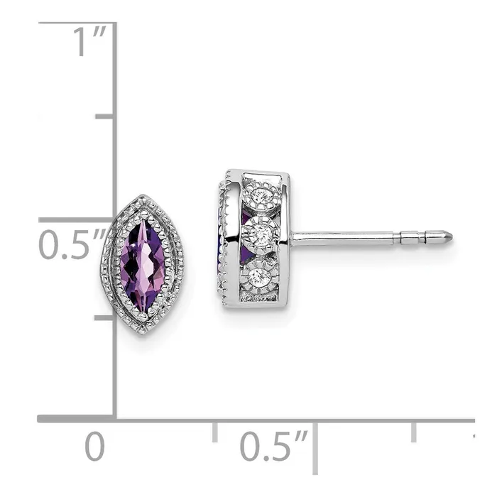 Goldia Earrings 14k White Gold Marquise Amethyst and Real Diamond Earrings