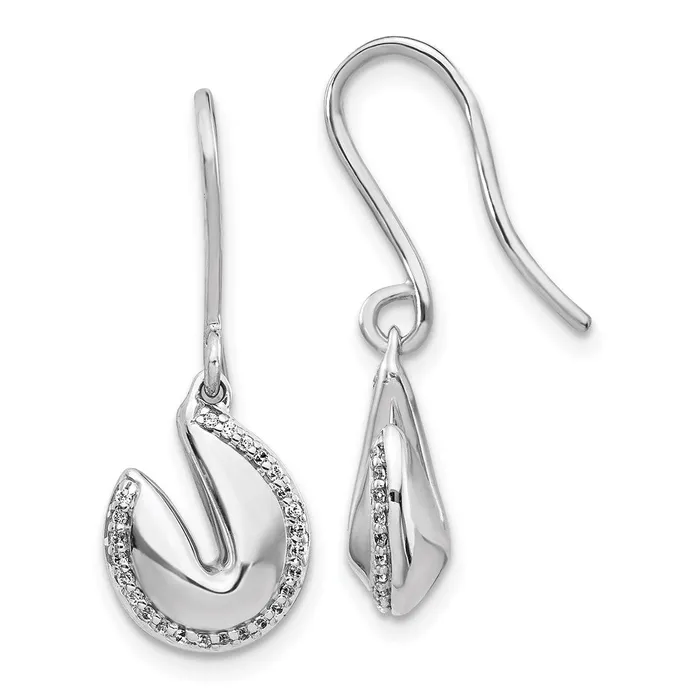Goldia Earrings 14k White Gold Real Diamond Fortune Cookie Earrings