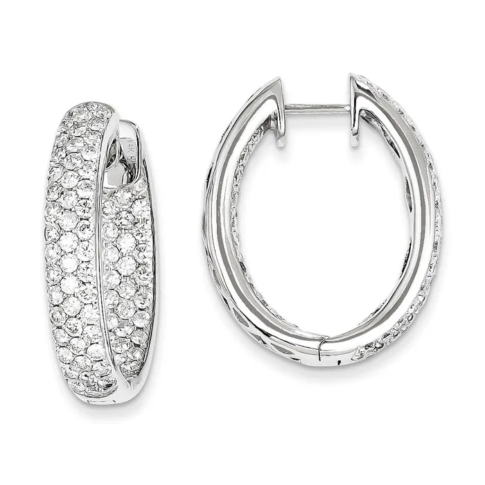 Goldia Earrings 14k White Gold Real Diamond InOut Hinged Hoop Earrings Goldia Earrings 14k White Gold Real Diamond InOut Hinged Hoop Earrings