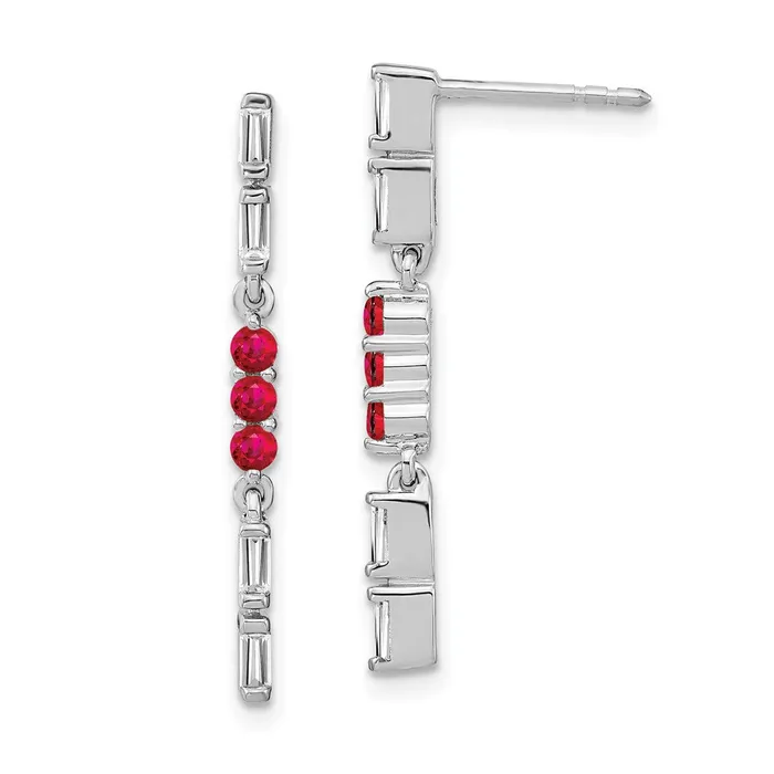 Goldia Earrings 14k White Gold Ruby and Real Diamond Dangle Earrings