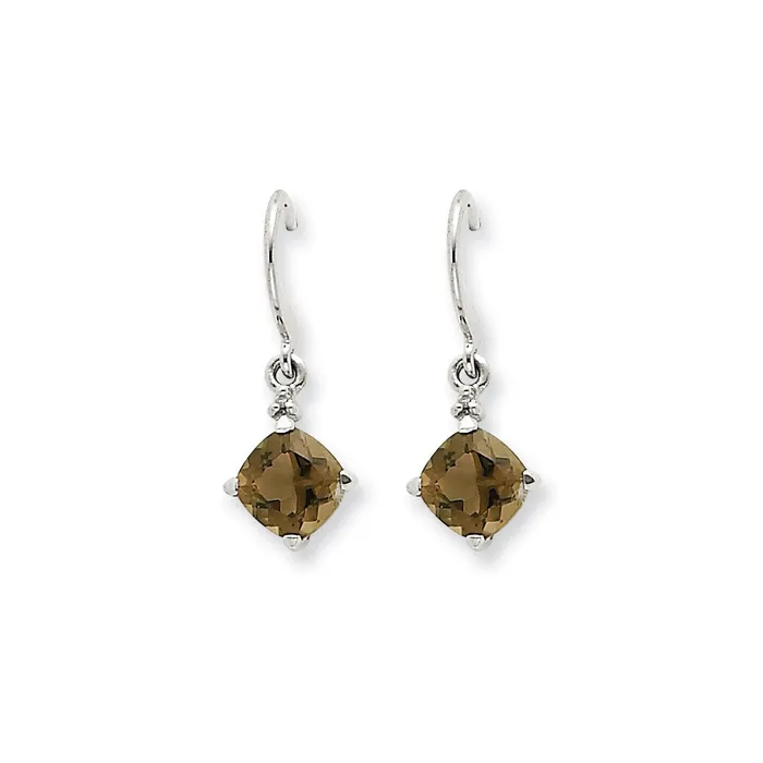 Goldia Earrings 14k White Gold Smok Yellow Gold Quartz u0026 Real Diamond Dangle Earrings