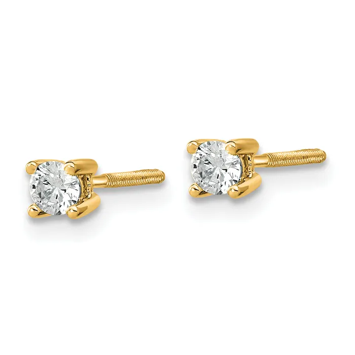 Goldia Earrings 14k Yellow Gold 15 ctw Lab Grown Diamond VSSI G Round 4 Prong Heavy Wt Screwback Stud Earrings