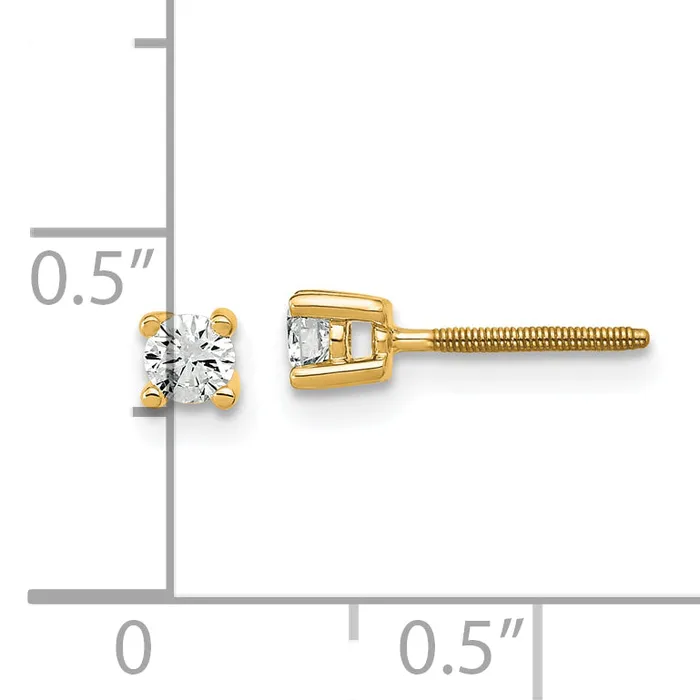 Goldia Earrings 14k Yellow Gold 15 ctw Lab Grown Diamond VSSI G Round 4 Prong Heavy Wt Screwback Stud Earrings