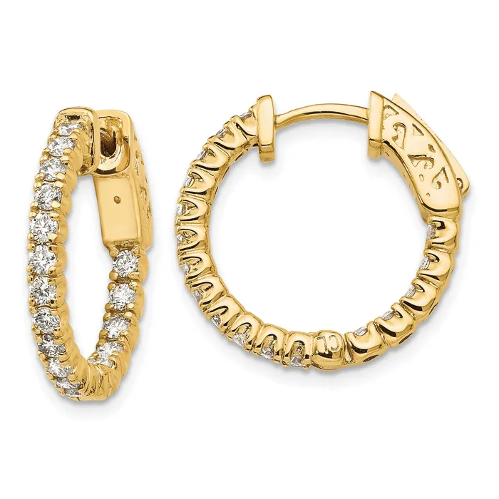 Goldia Earrings 14k Yellow Gold 1 Ct Lab Grown Diamond VSSI G Round In and Out Safety Clasp Hoop Earrings Goldia Earrings 14k Yellow Gold 1 Ct Lab Grown Diamond VSSI G Round In and Out Safety Clasp Hoop Earrings