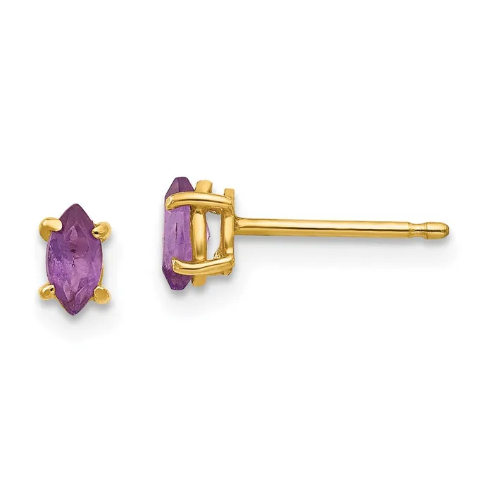 Goldia Earrings 14k Yellow Gold 5x25mm Marquise Amethyst Earrings