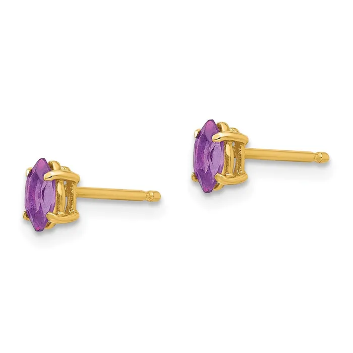Goldia Earrings 14k Yellow Gold 5x25mm Marquise Amethyst Earrings