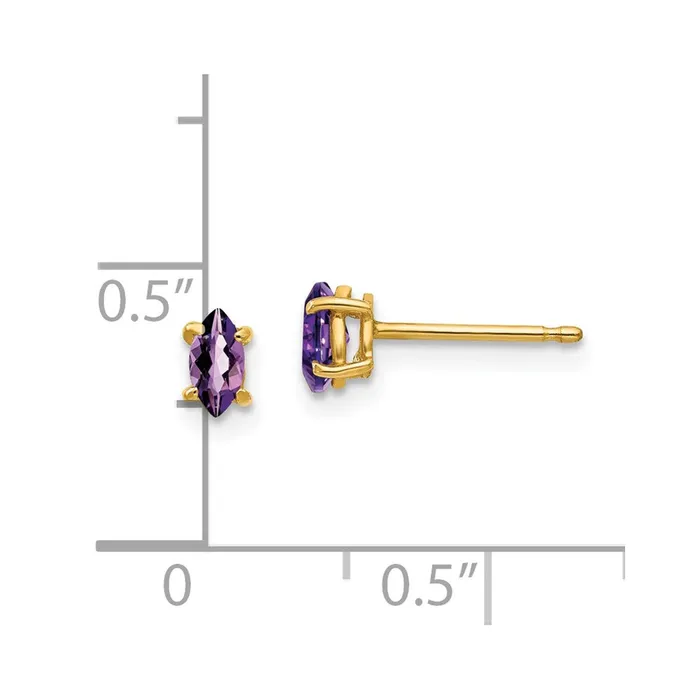 Goldia Earrings 14k Yellow Gold 5x25mm Marquise Amethyst Earrings