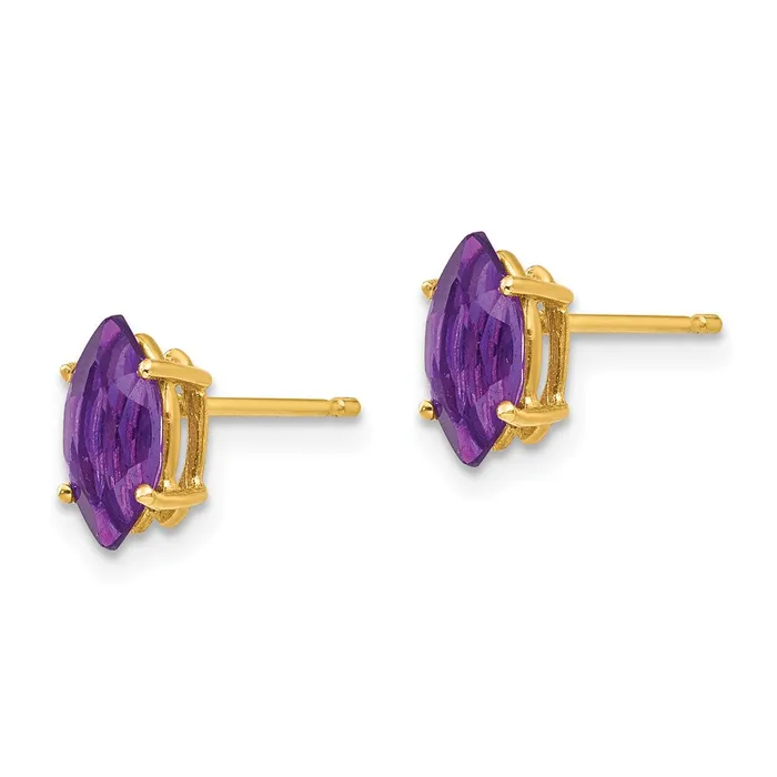 Goldia Earrings 14k Yellow Gold 8x4mm Marquise Amethyst Earrings