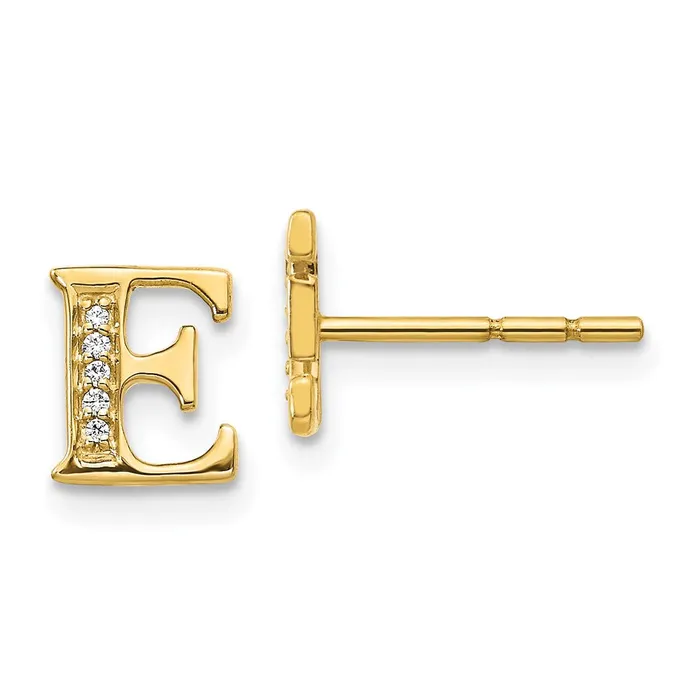 Goldia Earrings 14k Yellow Gold Real Diamond Initial E Earrings