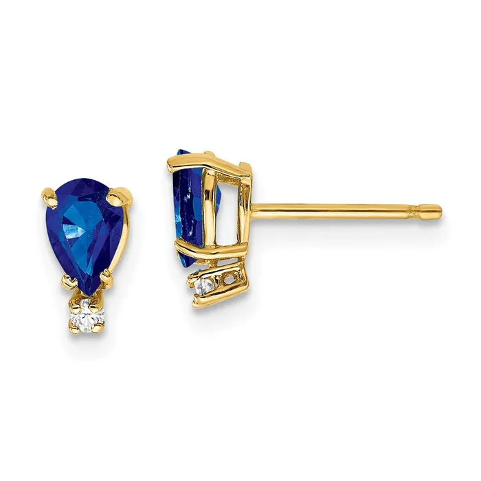 Goldia Earrings 14k Yellow Gold Sapphire Real Diamond Earrings