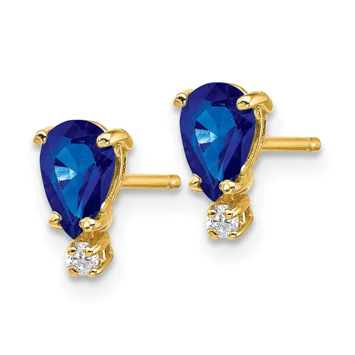 Goldia Earrings 14k Yellow Gold Sapphire Real Diamond Earrings
