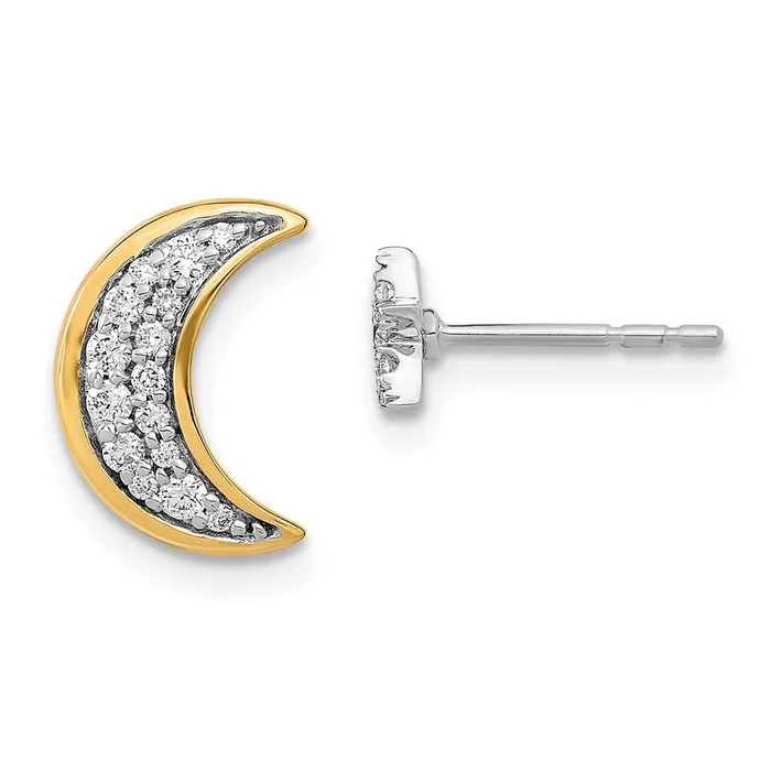 Goldia Earrings 14k Yellow Gold Twotone Moon andStar Real Diamond Mismatch Post Earrings Goldia Earrings 14k Yellow Gold Twotone Moon andStar Real Diamond Mismatch Post Earrings