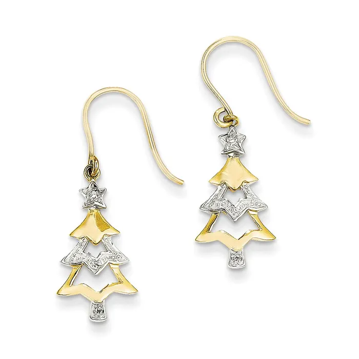 Goldia Earrings 14k Yellow Gold u0026 Rhodium Real Diamond Christmas Tree Dangle Earrings Goldia Earrings 14k Yellow Gold u0026 Rhodium Real Diamond Christmas Tree Dangle Earrings