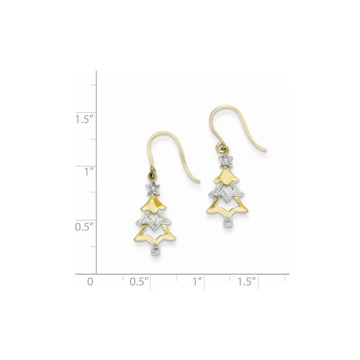 Goldia Earrings 14k Yellow Gold u0026 Rhodium Real Diamond Christmas Tree Dangle Earrings