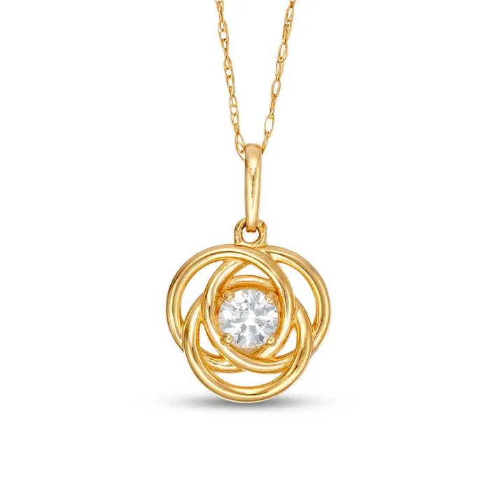 Goldia Earrings 35mm LabCreated White Sapphire Love Knot Drop Pendant in 10K Yellow Gold Goldia Earrings 35mm LabCreated White Sapphire Love Knot Drop Pendant in 10K Yellow Gold