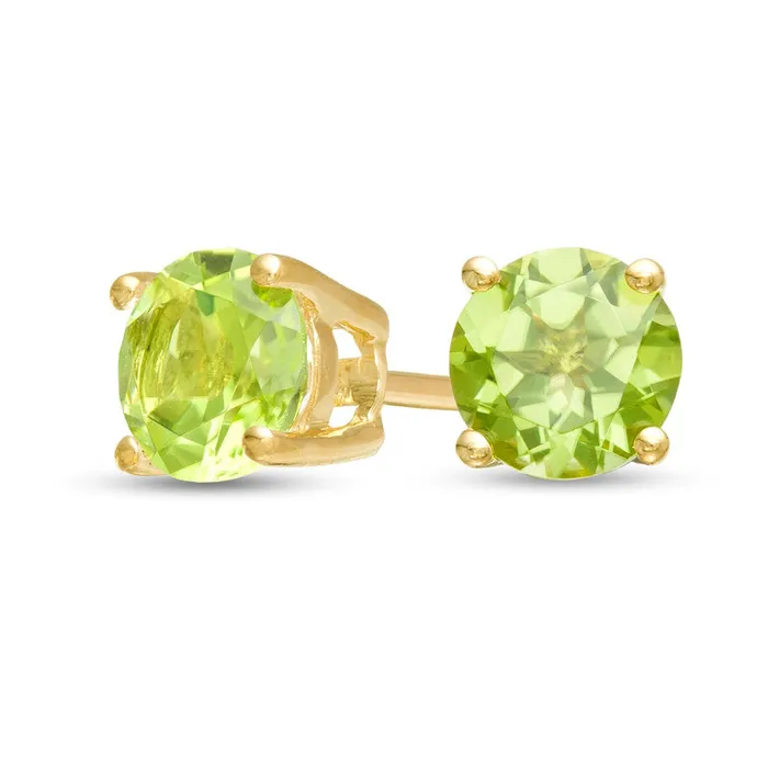 Goldia Earrings 50mm Peridot Solitaire Stud Earrings in 10K Gold