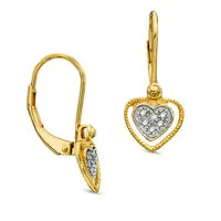 Goldia Earrings Diamond Accent Heart Drop Earrings in Sterling Silver and 14K Gold Plate