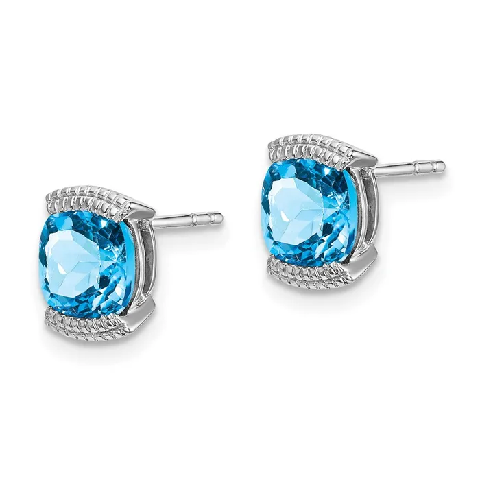 Goldia Earrings Solid 14k White Gold Simulated Blue Topaz Post Earrings Goldia Earrings Solid 14k White Gold Simulated Blue Topaz Post Earrings