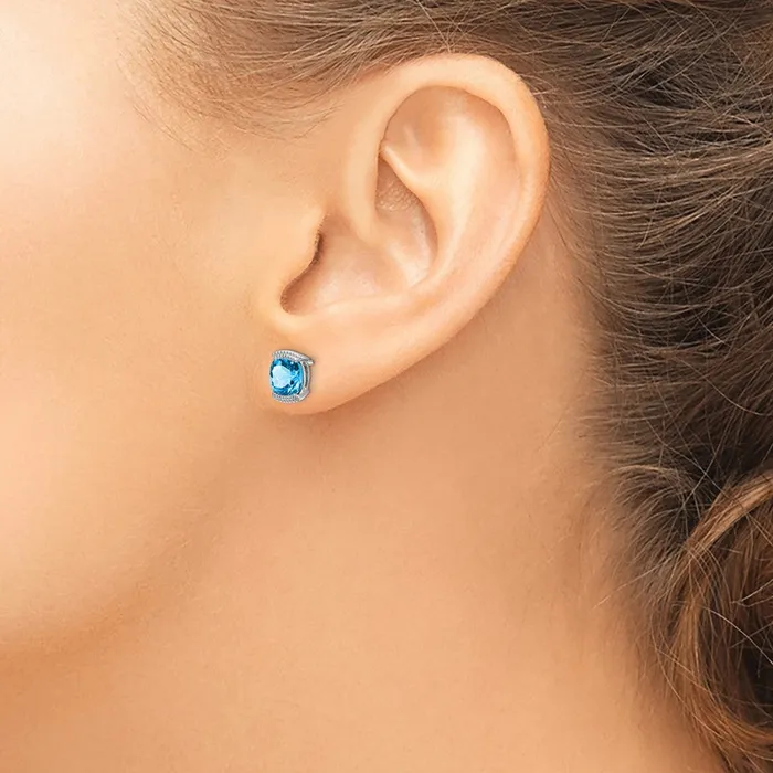 Goldia Earrings Solid 14k White Gold Simulated Blue Topaz Post Earrings Goldia Earrings Solid 14k White Gold Simulated Blue Topaz Post Earrings