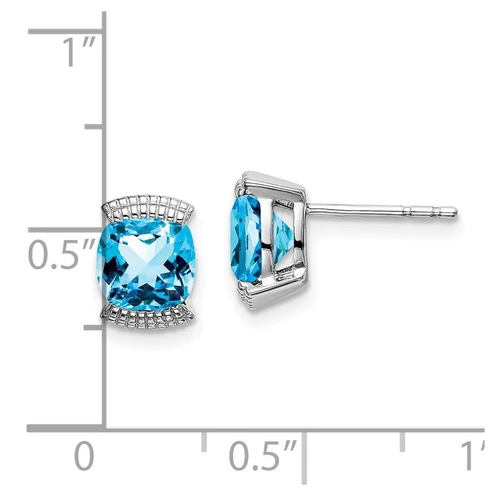 Goldia Earrings Solid 14k White Gold Simulated Blue Topaz Post Earrings Goldia Earrings Solid 14k White Gold Simulated Blue Topaz Post Earrings