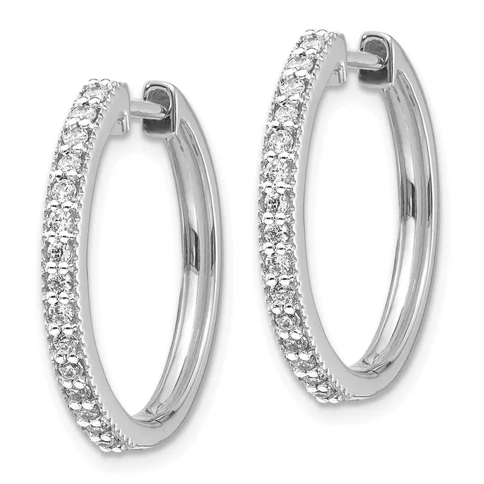 Goldia Earrings Solid 14k White Gold Simulated CZ Milgrain Hinged Hoop Earrings Goldia Earrings Solid 14k White Gold Simulated CZ Milgrain Hinged Hoop Earrings