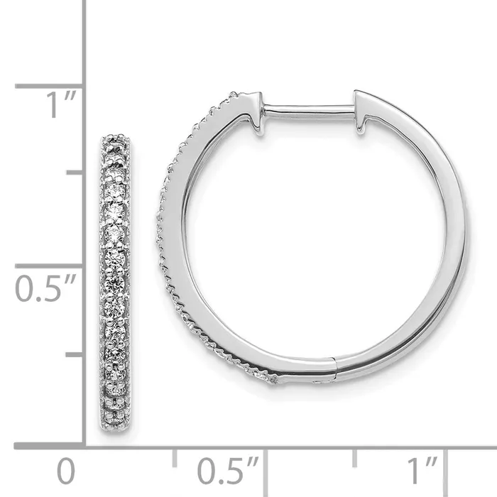 Goldia Earrings Solid 14k White Gold Simulated CZ Milgrain Hinged Hoop Earrings Goldia Earrings Solid 14k White Gold Simulated CZ Milgrain Hinged Hoop Earrings