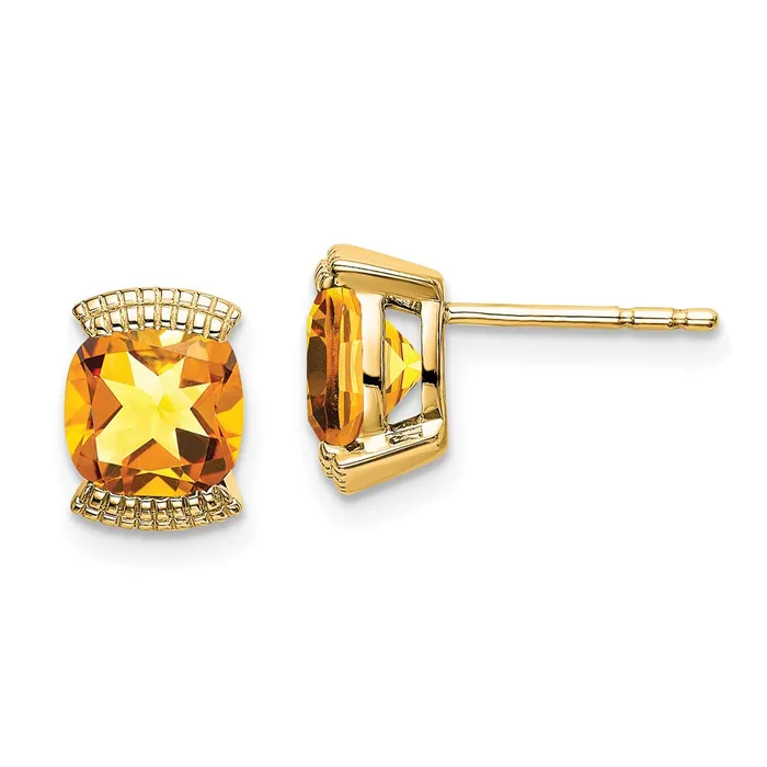 Goldia Earrings Solid 14k Yellow Gold Simulated Citrine Post Earrings