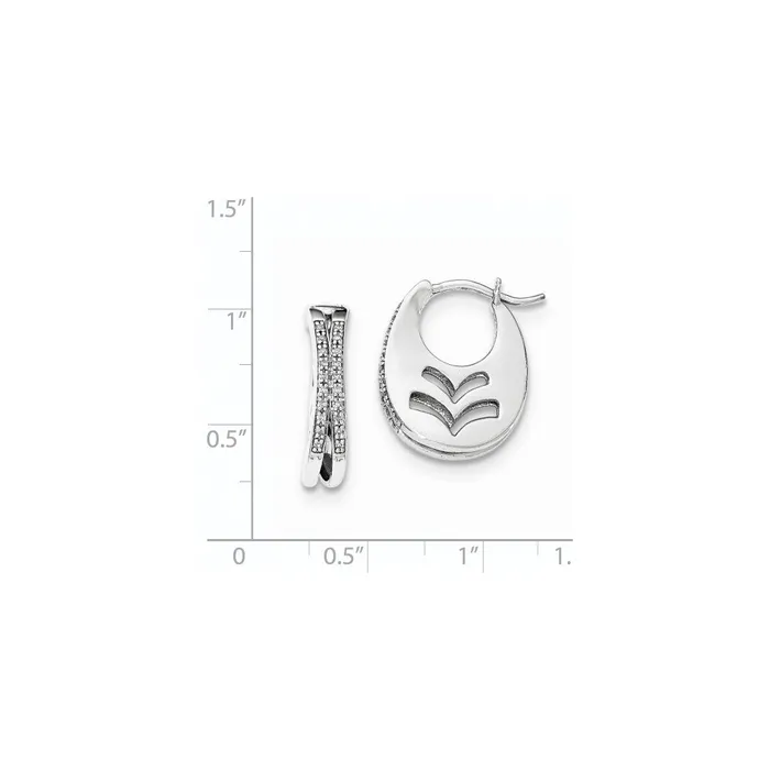Goldia Earrings Sterling Silver Diamond Cutout design Oval Hoop Earrings