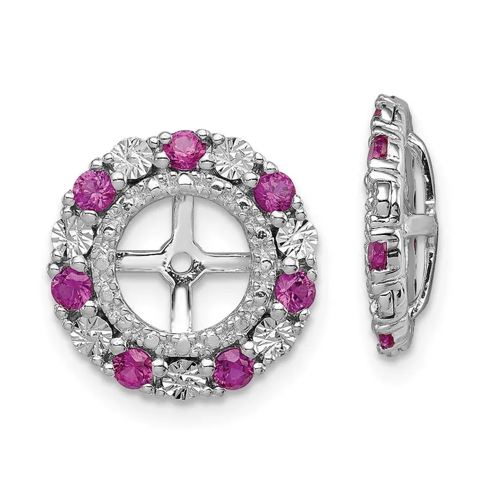 Goldia Earrings Sterling Silver Rhodium Created Ruby Earring Jacket