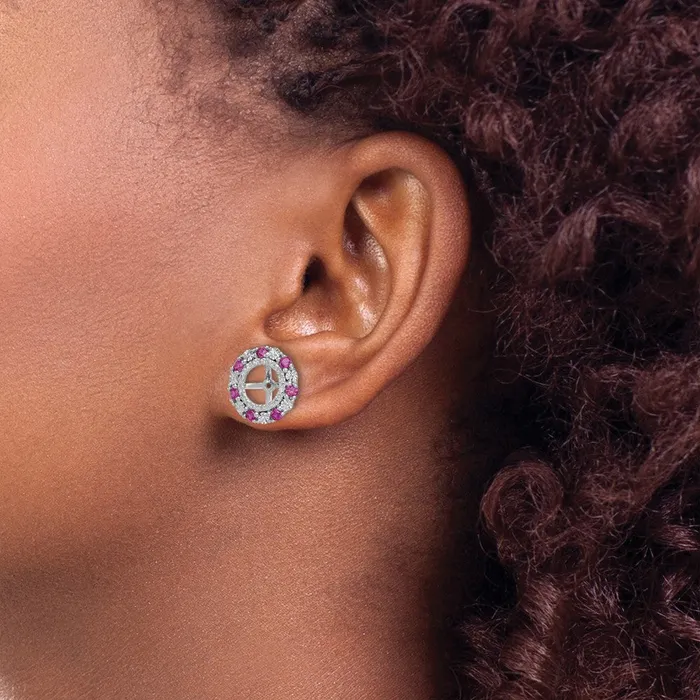 Goldia Earrings Sterling Silver Rhodium Created Ruby Earring Jacket