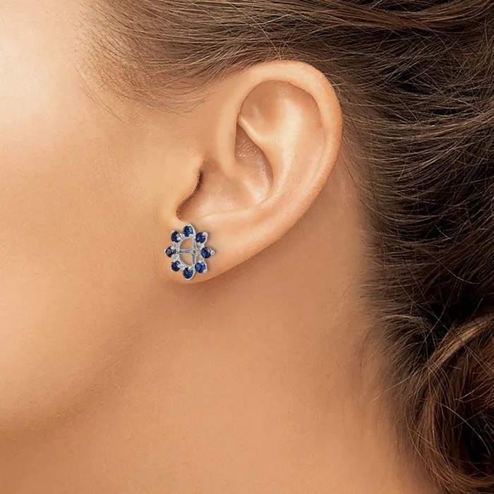 Goldia Earrings Sterling Silver Rhodium Created Sapphire Earring Jacket