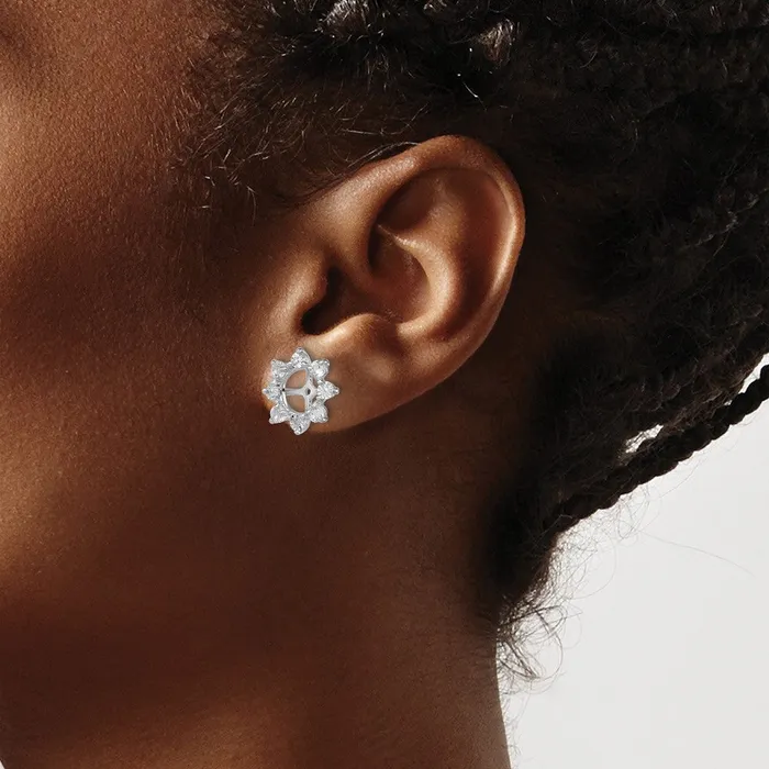 Goldia Earrings Sterling Silver Rhodium Diamond u0026 White Topaz Earring Jacket