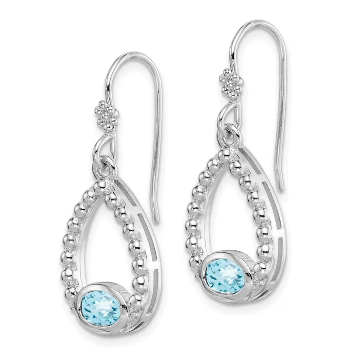 Goldia Earrings Sterling Silver Rhodiumplated Lt Swiss Blue Topaz Shepherd Hook Earrings