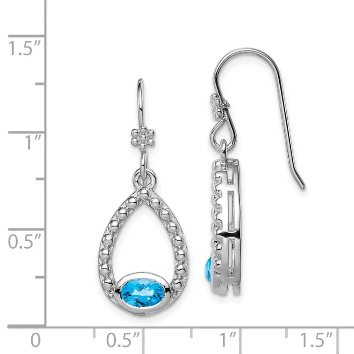 Goldia Earrings Sterling Silver Rhodiumplated Lt Swiss Blue Topaz Shepherd Hook Earrings