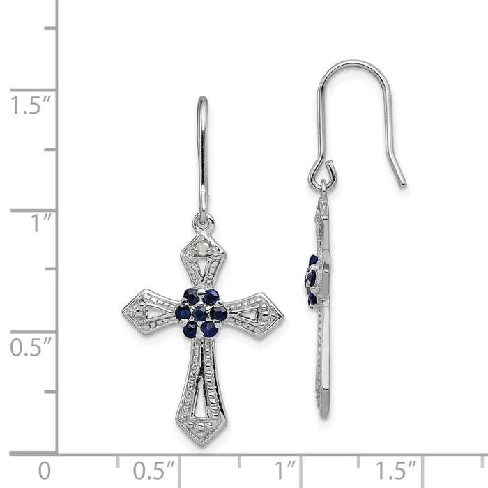 Goldia Earrings Sterling Silver Rhodiumplated Polished u0026 Beaded Diamond Accent u0026 Black CZ Passion Cross Dangle Earrings