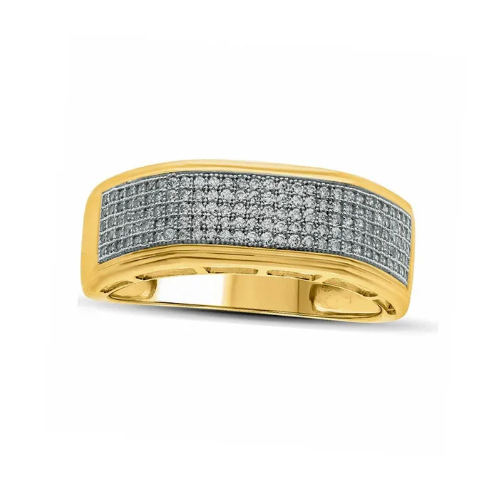 Goldia Mens 050 CT TW Natural Diamond MultiRow Wedding Band in Solid 14K Gold Rings Goldia Mens 050 CT TW Natural Diamond MultiRow Wedding Band in Solid 14K Gold Rings