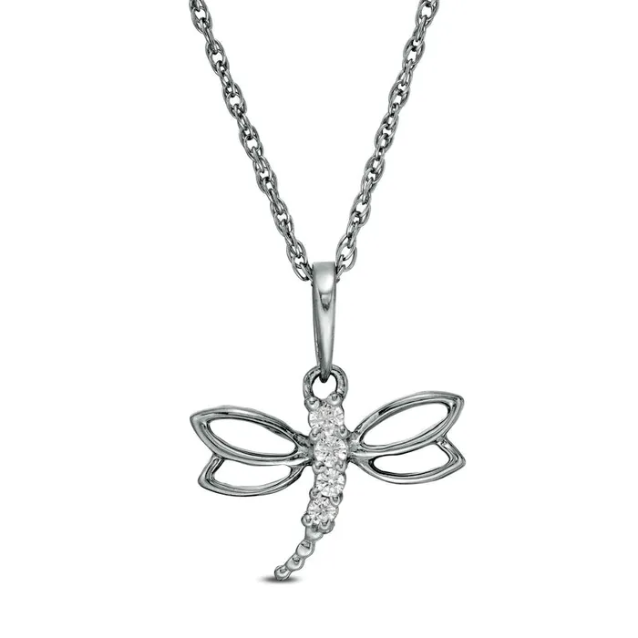 Goldia Necklaces 005 CT TW Natural Diamond Dragonfly Pendant in Sterling Silver Goldia Necklaces 005 CT TW Natural Diamond Dragonfly Pendant in Sterling Silver
