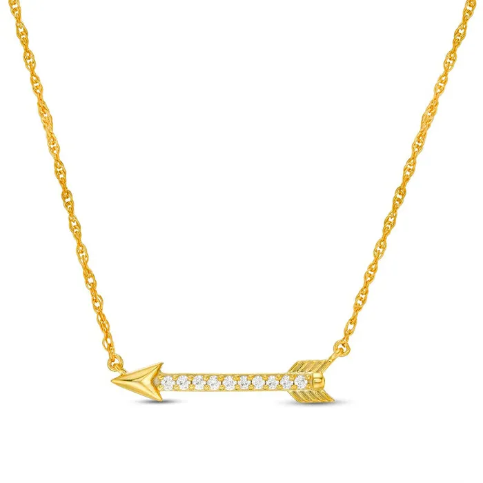 Goldia Necklaces 007 CT TW Natural Diamond Sideways Arrow Necklace in 10K Yellow Gold 1725 Goldia Necklaces 007 CT TW Natural Diamond Sideways Arrow Necklace in 10K Yellow Gold 1725