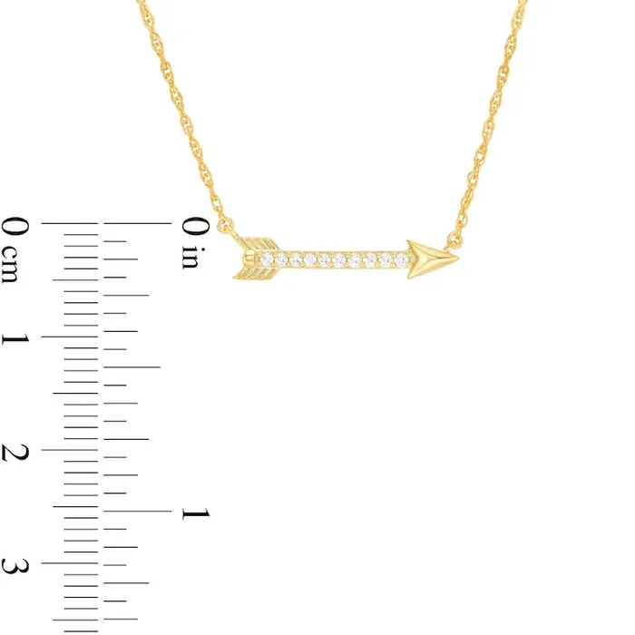 Goldia Necklaces 007 CT TW Natural Diamond Sideways Arrow Necklace in 10K Yellow Gold 1725 Goldia Necklaces 007 CT TW Natural Diamond Sideways Arrow Necklace in 10K Yellow Gold 1725
