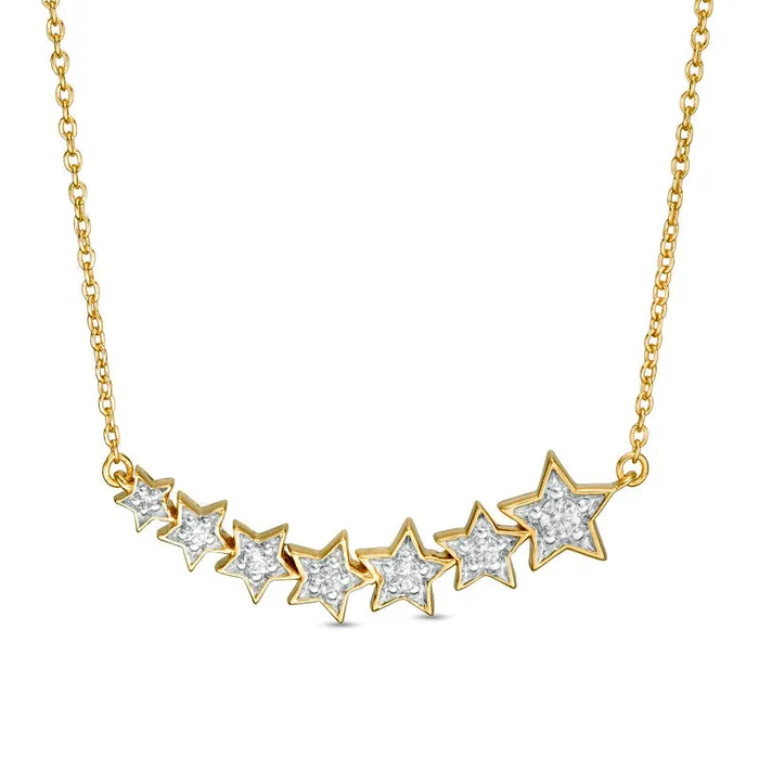 Goldia Necklaces 01 CT TW Journey Natural Diamond Stars Necklace in Sterling Silver with 14K Gold Plate Goldia Necklaces 01 CT TW Journey Natural Diamond Stars Necklace in Sterling Silver with 14K Gold Plate