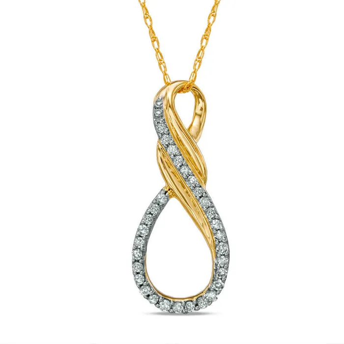 Goldia Necklaces 01 CT TW Natural Diamond Infinity Pendant in 10K Yellow Gold Goldia Necklaces 01 CT TW Natural Diamond Infinity Pendant in 10K Yellow Gold