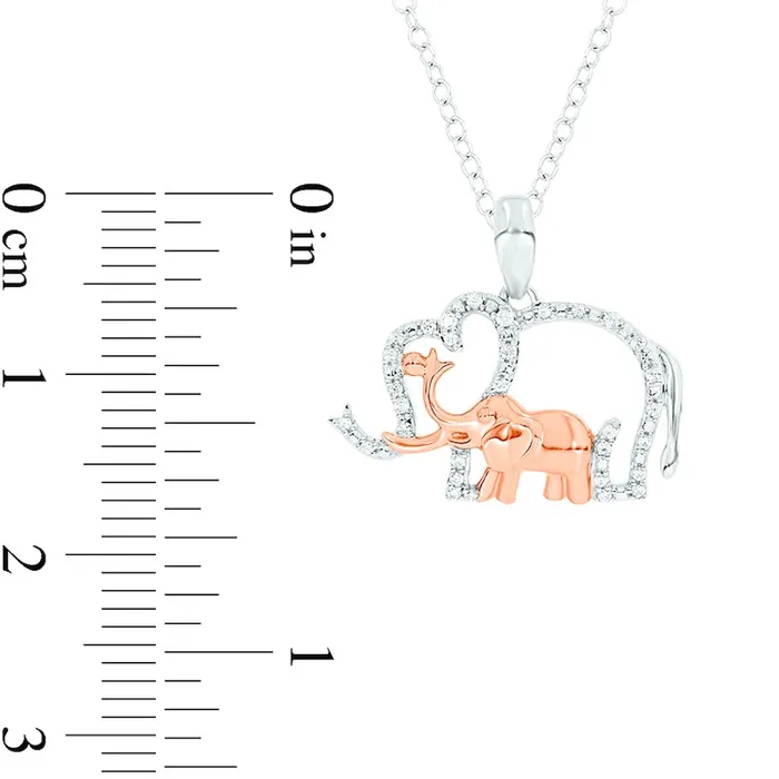 Goldia Necklaces 01 CT TW Natural Diamond Motherly Love Elephants Pendant in Sterling Silver and 14K Rose Gold Plate Goldia Necklaces 01 CT TW Natural Diamond Motherly Love Elephants Pendant in Sterling Silver and 14K Rose Gold Plate