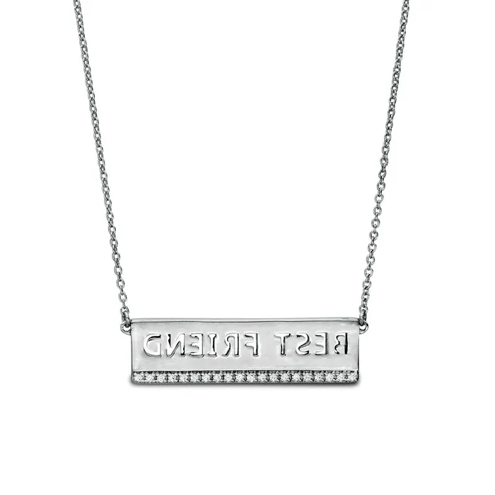 Goldia Necklaces 01 CT TW Natural Diamond Underlined BEST FRIEND Cutout Necklace in Sterling Silver Goldia Necklaces 01 CT TW Natural Diamond Underlined BEST FRIEND Cutout Necklace in Sterling Silver