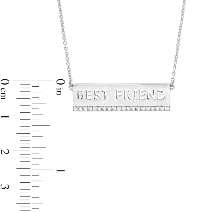 Goldia Necklaces 01 CT TW Natural Diamond Underlined BEST FRIEND Cutout Necklace in Sterling Silver Goldia Necklaces 01 CT TW Natural Diamond Underlined BEST FRIEND Cutout Necklace in Sterling Silver
